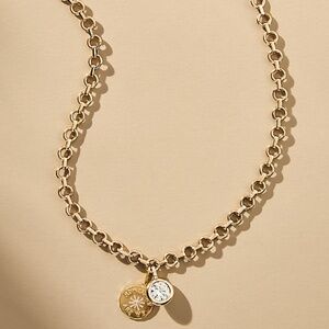 Anthropologie 14k Gold Plated Necklace and charms